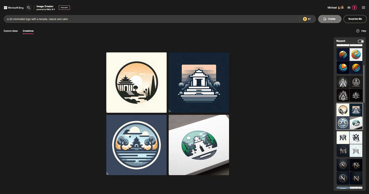 Prompt: a 2d minimalist logo with a temple, nature and calm